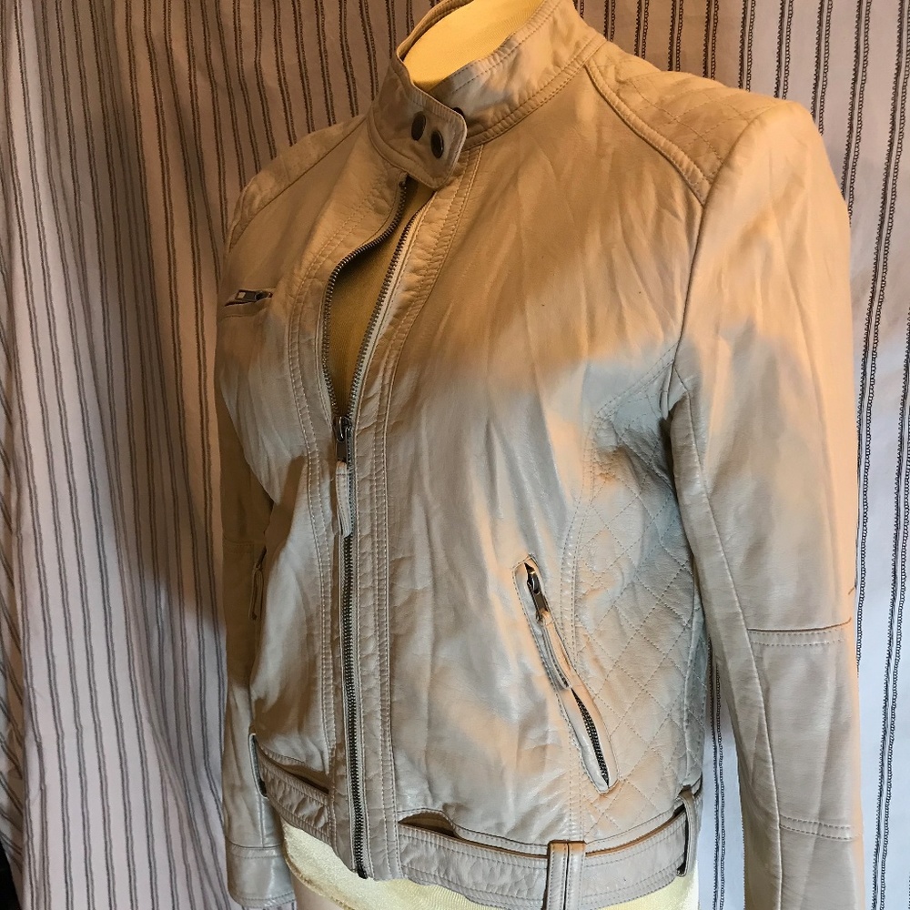 SOLD Taupe Vegan Leather Moto Jacket Joe Fresh - M